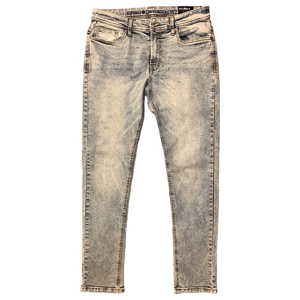 BUFFALO David Bitton Mens MAX-X Skinny Stretch Light Blue Denim Jeans 32x32 EUC